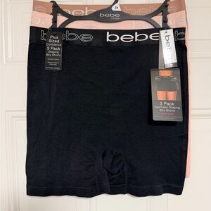 bebe Seamless Shaping Boy Shorts 3-Pack in Black and Light Pink